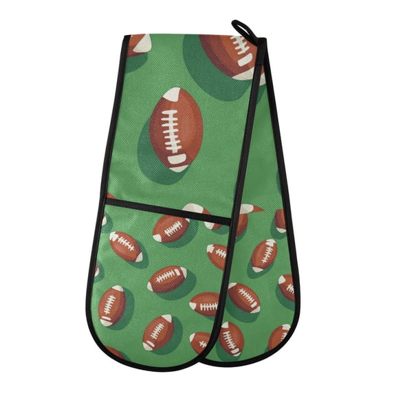 Yayeee Double Oven Mitt Kitchen Heat Resistant Baking 35" x7" Quilted Glove, American Footballs