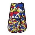 thumbnail image 1 of Yayeee Double Oven Mitt Kitchen Heat Resistant Baking 35" x7" Quilted Glove, Art Triangles, 1 of 6