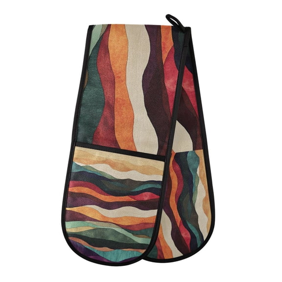 Yayeee Double Oven Mitt Kitchen Heat Resistant Baking 35" x7" Quilted Glove, Artistic Desert Pattern