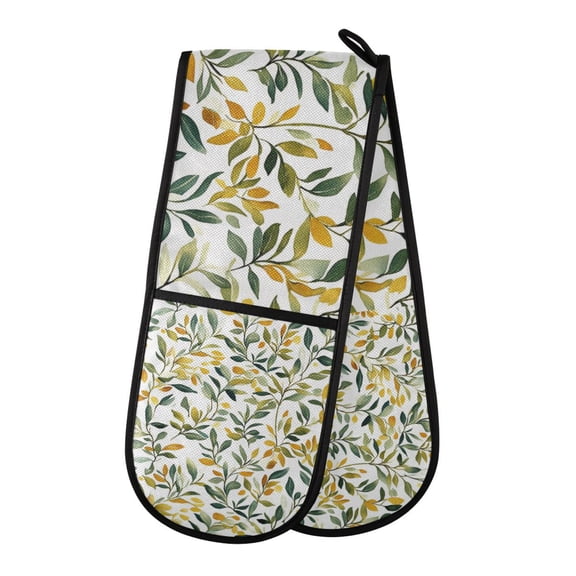 Yayeee Double Oven Mitt Kitchen Heat Resistant Baking 35" x7" Quilted Glove, Autumn Greenery