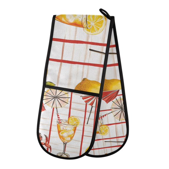 Yayeee Double Oven Mitt Kitchen Heat Resistant Baking 35" x7" Quilted Glove, Beach Crab