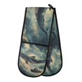 thumbnail image 1 of Yayeee Double Oven Mitt Kitchen Heat Resistant Baking 35" x7" Quilted Glove, Beige Floating Whale, 1 of 6