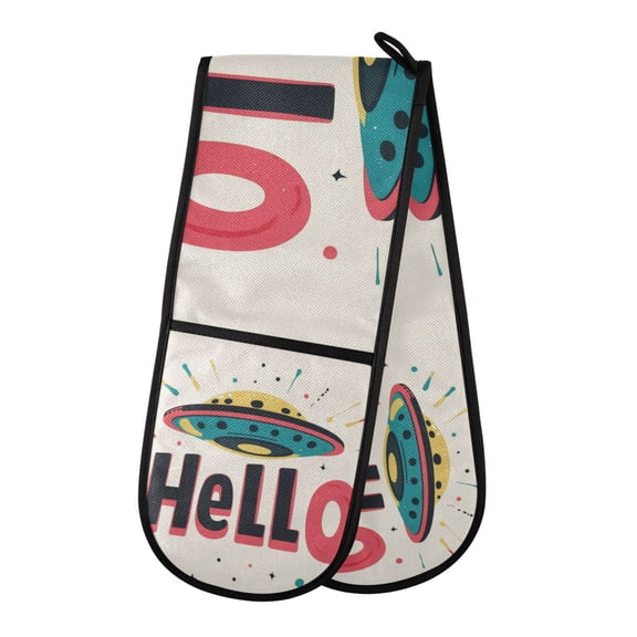 Yayeee Double Oven Mitt Kitchen Heat Resistant Baking 35" x7" Quilted Glove, Beige UFO