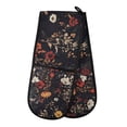 thumbnail image 1 of Yayeee Double Oven Mitt Kitchen Heat Resistant Baking 35" x7" Quilted Glove, Black Floral Pattern, 1 of 6