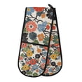 thumbnail image 1 of Yayeee Double Oven Mitt Kitchen Heat Resistant Baking 35" x7" Quilted Glove, Black Flowers Pattern, 1 of 6