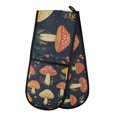 thumbnail image 1 of Yayeee Double Oven Mitt Kitchen Heat Resistant Baking 35" x7" Quilted Glove, Black Mushroom Pattern, 1 of 6