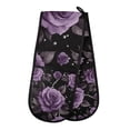 thumbnail image 1 of Yayeee Double Oven Mitt Kitchen Heat Resistant Baking 35" x7" Quilted Glove, Black Roses, 1 of 6
