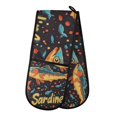 thumbnail image 1 of Yayeee Double Oven Mitt Kitchen Heat Resistant Baking 35" x7" Quilted Glove, Black Sardines Pattern, 1 of 6