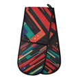 thumbnail image 1 of Yayeee Double Oven Mitt Kitchen Heat Resistant Baking 35" x7" Quilted Glove, Blue Abstract Lines, 1 of 6