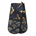 thumbnail image 1 of Yayeee Double Oven Mitt Kitchen Heat Resistant Baking 35" x7" Quilted Glove, Blue Art Pattern, 1 of 6