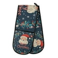 thumbnail image 1 of Yayeee Double Oven Mitt Kitchen Heat Resistant Baking 35" x7" Quilted Glove, Blue Christmas Santa, 1 of 6