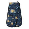 thumbnail image 1 of Yayeee Double Oven Mitt Kitchen Heat Resistant Baking 35" x7" Quilted Glove, Blue Fireflies Pattern, 1 of 6