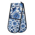 thumbnail image 1 of Yayeee Double Oven Mitt Kitchen Heat Resistant Baking 35" x7" Quilted Glove, Blue Floral Pattern, 1 of 6