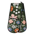 thumbnail image 1 of Yayeee Double Oven Mitt Kitchen Heat Resistant Baking 35" x7" Quilted Glove, Blue Geometric Flowers, 1 of 6