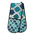 thumbnail image 1 of Yayeee Double Oven Mitt Kitchen Heat Resistant Baking 35" x7" Quilted Glove, Blue Geometric Pattern, 1 of 6