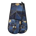 thumbnail image 1 of Yayeee Double Oven Mitt Kitchen Heat Resistant Baking 35" x7" Quilted Glove, Blue Geometric Pattern, 1 of 6