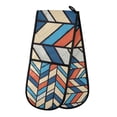 thumbnail image 1 of Yayeee Double Oven Mitt Kitchen Heat Resistant Baking 35" x7" Quilted Glove, Blue Geometric, 1 of 6