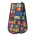 thumbnail image 1 of Yayeee Double Oven Mitt Kitchen Heat Resistant Baking 35" x7" Quilted Glove, Blue Jam, 1 of 6