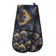 thumbnail image 1 of Yayeee Double Oven Mitt Kitchen Heat Resistant Baking 35" x7" Quilted Glove, Blue Peacock Feathers Pattern, 1 of 6