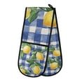 thumbnail image 1 of Yayeee Double Oven Mitt Kitchen Heat Resistant Baking 35" x7" Quilted Glove, Blue Plaid Lemon, 1 of 6