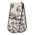 thumbnail image 1 of Yayeee Double Oven Mitt Kitchen Heat Resistant Baking 35" x7" Quilted Glove, Brown Christmas House, 1 of 6