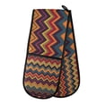 thumbnail image 1 of Yayeee Double Oven Mitt Kitchen Heat Resistant Baking 35" x7" Quilted Glove, Brown Geometric, 1 of 6