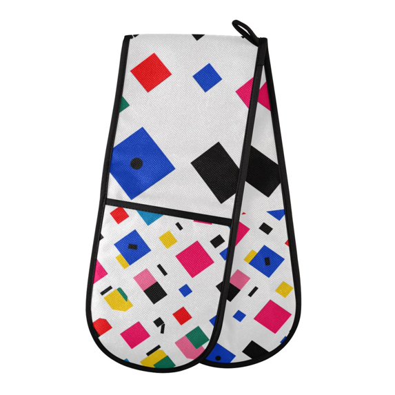 Yayeee Double Oven Mitt Kitchen Heat Resistant Baking 35" x7" Quilted Glove, Cartoon Graphic