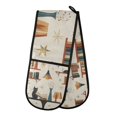 thumbnail image 1 of Yayeee Double Oven Mitt Kitchen Heat Resistant Baking 35" x7" Quilted Glove, Cats Reading Pattern, 1 of 6