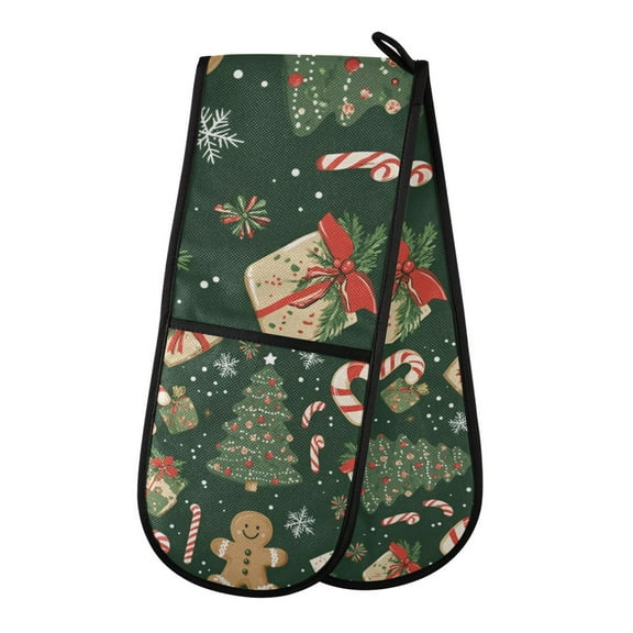 Yayeee Double Oven Mitt Kitchen Heat Resistant Baking 35" x7" Quilted Glove, Christmas Gift Pattern