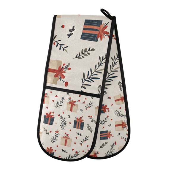 Yayeee Double Oven Mitt Kitchen Heat Resistant Baking 35" x7" Quilted Glove, Christmas Gift Pattern