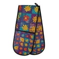 thumbnail image 1 of Yayeee Double Oven Mitt Kitchen Heat Resistant Baking 35" x7" Quilted Glove, Colorful Checkered Daisy, 1 of 6