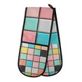 thumbnail image 1 of Yayeee Double Oven Mitt Kitchen Heat Resistant Baking 35" x7" Quilted Glove, Colorful Checkered Pattern, 1 of 6