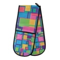 thumbnail image 1 of Yayeee Double Oven Mitt Kitchen Heat Resistant Baking 35" x7" Quilted Glove, Colorful Geometric Pattern, 1 of 6