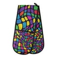 thumbnail image 1 of Yayeee Double Oven Mitt Kitchen Heat Resistant Baking 35" x7" Quilted Glove, Colorful Psychedelic, 1 of 6