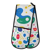 Yayeee Double Oven Mitt Kitchen Heat Resistant Baking 35" x7" Quilted Glove, Colorful Round