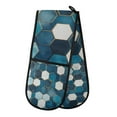 thumbnail image 1 of Yayeee Double Oven Mitt Kitchen Heat Resistant Baking 35" x7" Quilted Glove, Dark Blue Hexagon Patterns, 1 of 6