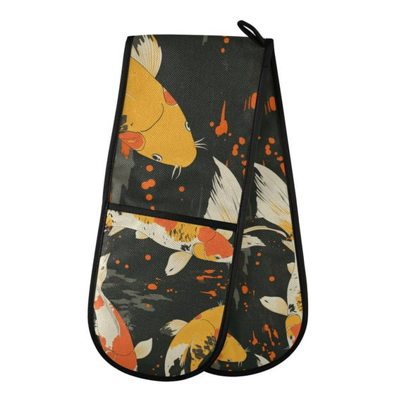 Yayeee Double Oven Mitt Kitchen Heat Resistant Baking 35" x7" Quilted Glove, Fish Pattern