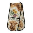 thumbnail image 1 of Yayeee Double Oven Mitt Kitchen Heat Resistant Baking 35" x7" Quilted Glove, Floral Cow, 1 of 6