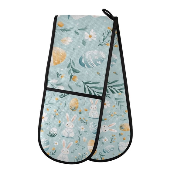 Yayeee Double Oven Mitt Kitchen Heat Resistant Baking 35" x7" Quilted Glove, Floral Easter