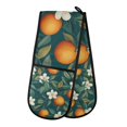 thumbnail image 1 of Yayeee Double Oven Mitt Kitchen Heat Resistant Baking 35" x7" Quilted Glove, Floral Orange Pattern, 1 of 6
