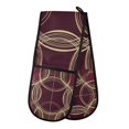 thumbnail image 1 of Yayeee Double Oven Mitt Kitchen Heat Resistant Baking 35" x7" Quilted Glove, Gold Abstract Pattern, 1 of 6
