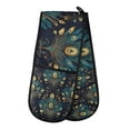 thumbnail image 1 of Yayeee Double Oven Mitt Kitchen Heat Resistant Baking 35" x7" Quilted Glove, Gold Peacock Pattern, 1 of 6