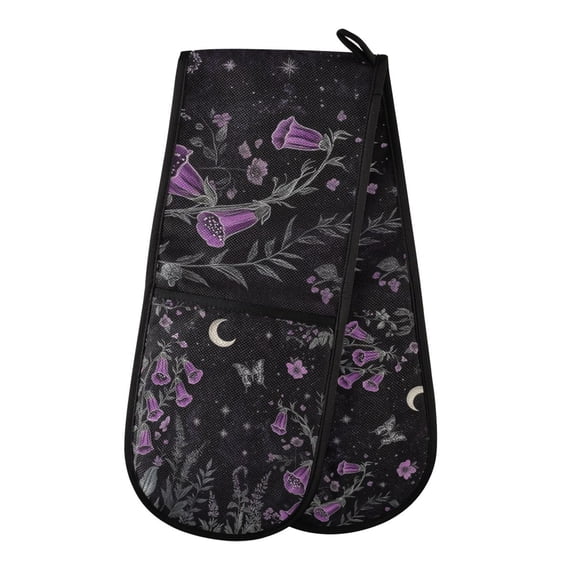 Yayeee Double Oven Mitt Kitchen Heat Resistant Baking 35" x7" Quilted Glove, Gothic Floral Print