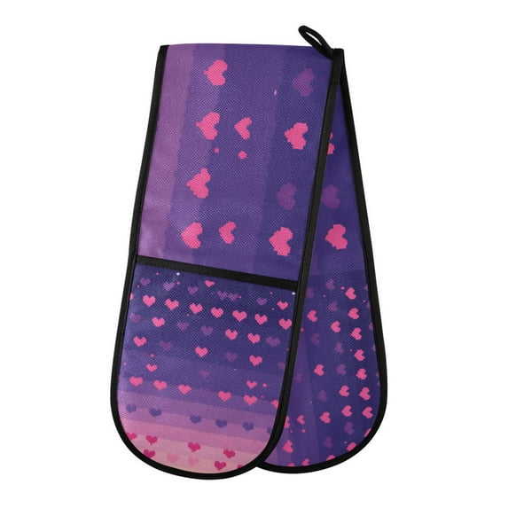 Yayeee Double Oven Mitt Kitchen Heat Resistant Baking 35" x7" Quilted Glove, Gradient Love