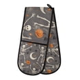 thumbnail image 1 of Yayeee Double Oven Mitt Kitchen Heat Resistant Baking 35" x7" Quilted Glove, Gray Halloween Skeleton, 1 of 6