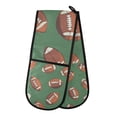 thumbnail image 1 of Yayeee Double Oven Mitt Kitchen Heat Resistant Baking 35" x7" Quilted Glove, Green American Footballs, 1 of 6