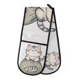 thumbnail image 1 of Yayeee Double Oven Mitt Kitchen Heat Resistant Baking 35" x7" Quilted Glove, Green Cute Cat, 1 of 6