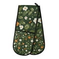 thumbnail image 1 of Yayeee Double Oven Mitt Kitchen Heat Resistant Baking 35" x7" Quilted Glove, Green Flowers Pattern, 1 of 6