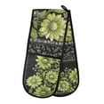 thumbnail image 1 of Yayeee Double Oven Mitt Kitchen Heat Resistant Baking 35" x7" Quilted Glove, Green Flowers, 1 of 6