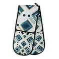 thumbnail image 1 of Yayeee Double Oven Mitt Kitchen Heat Resistant Baking 35" x7" Quilted Glove, Green Geometric Pattern, 1 of 6